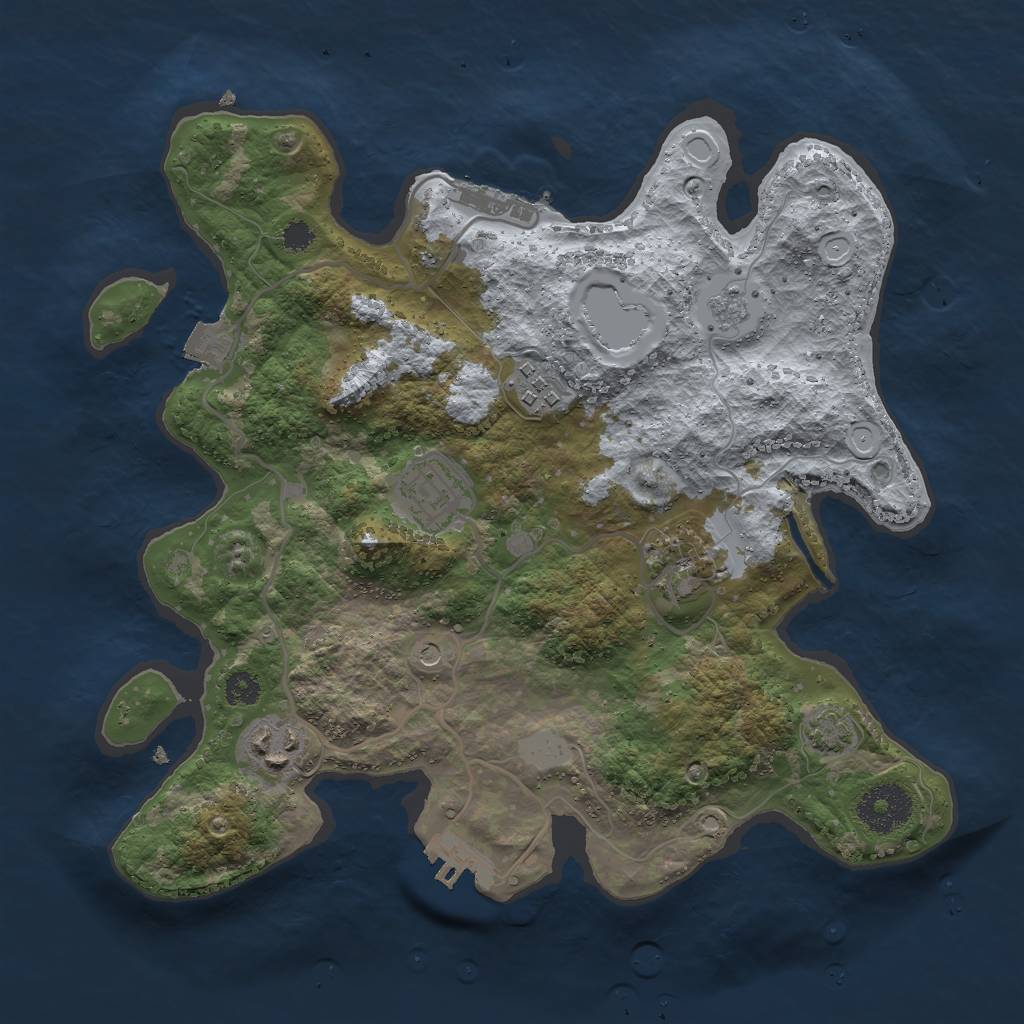 Rust Map: Procedural Map, Size: 3000, Seed: 34814, 12 Monuments