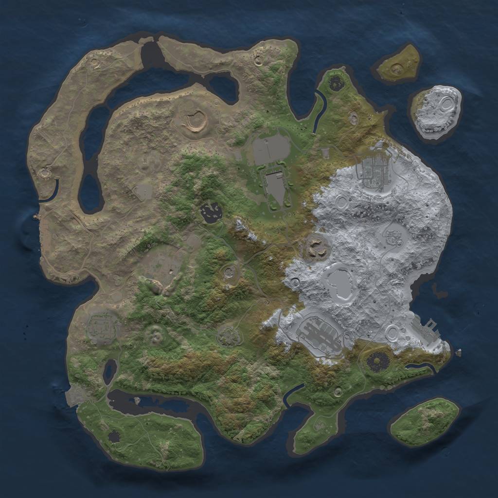 Rust Map: Procedural Map, Size: 3500, Seed: 1759028416, 16 Monuments