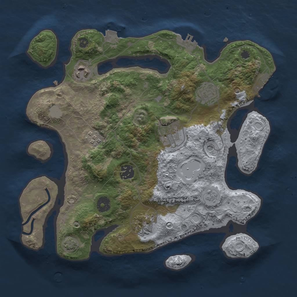 Rust Map: Procedural Map, Size: 3000, Seed: 2100923534, 14 Monuments