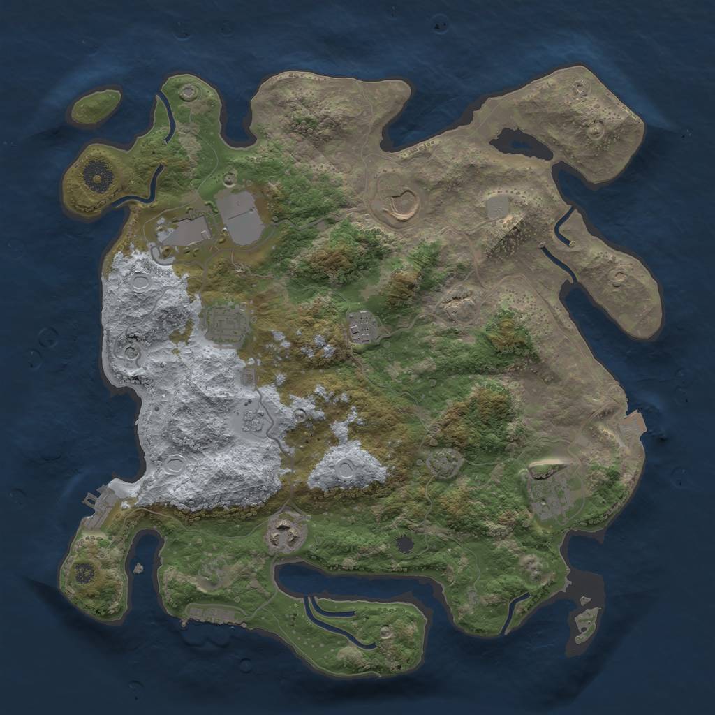 Rust Map: Procedural Map, Size: 3500, Seed: 471902937, 14 Monuments