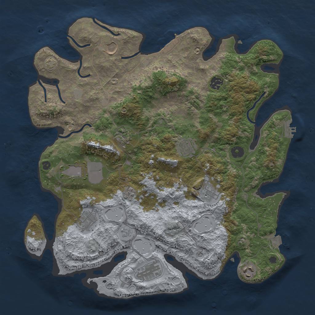 Rust Map: Procedural Map, Size: 3800, Seed: 869552054, 18 Monuments