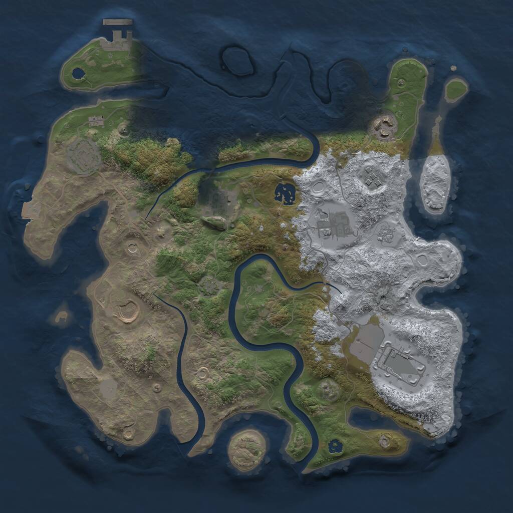 Rust Map: Procedural Map, Size: 3500, Seed: 1708, 13 Monuments