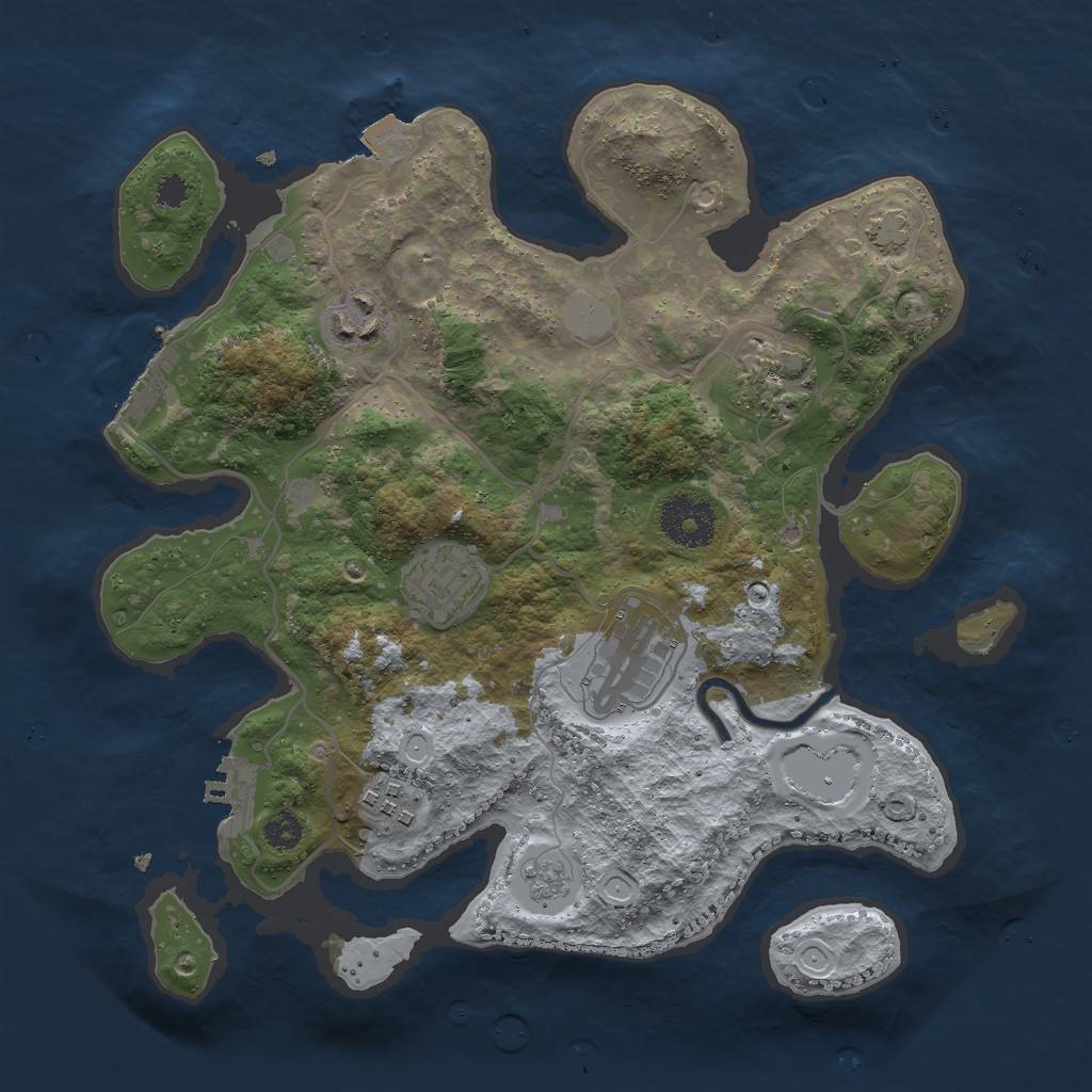 Rust Map: Procedural Map, Size: 3000, Seed: 1200883866, 12 Monuments