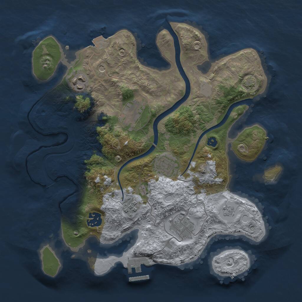 Rust Map: Procedural Map, Size: 3000, Seed: 1200883866, 11 Monuments