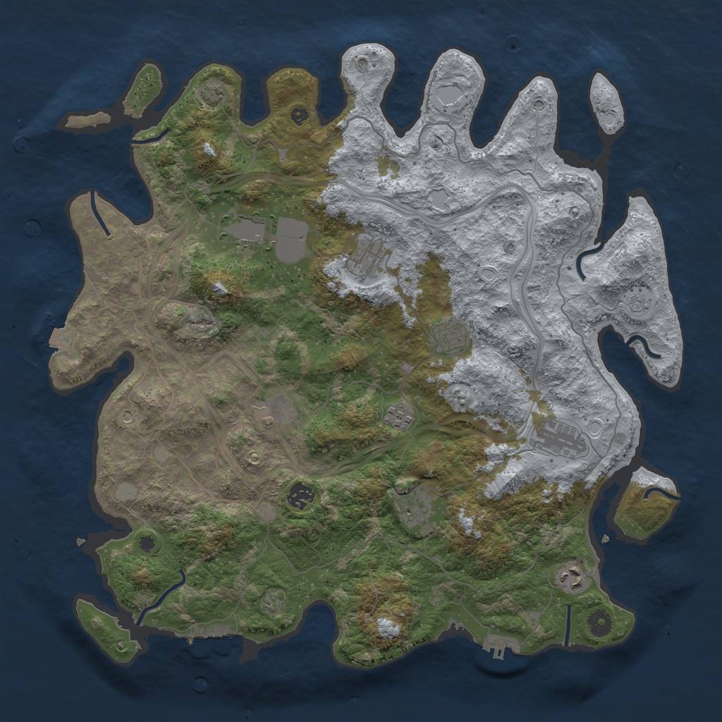 Rust Map: Procedural Map, Size: 4250, Seed: 20230854, 17 Monuments