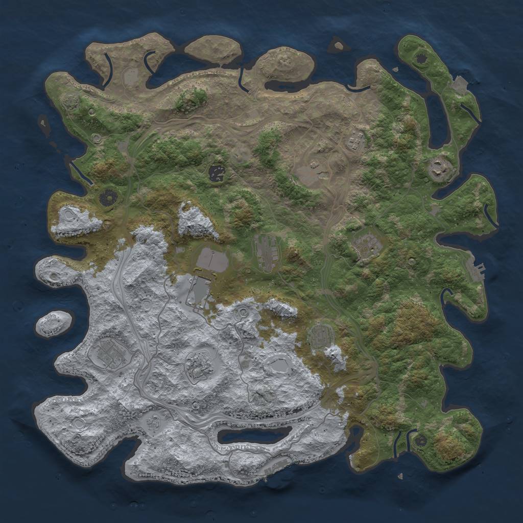 Rust Map: Procedural Map, Size: 4500, Seed: 2039325483, 18 Monuments