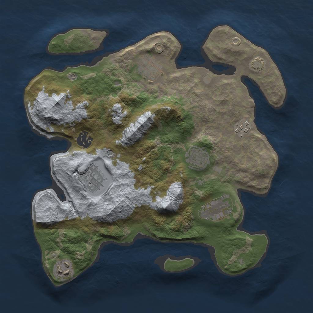 Rust Map: Barren, Size: 3000, Seed: 92080723, 11 Monuments