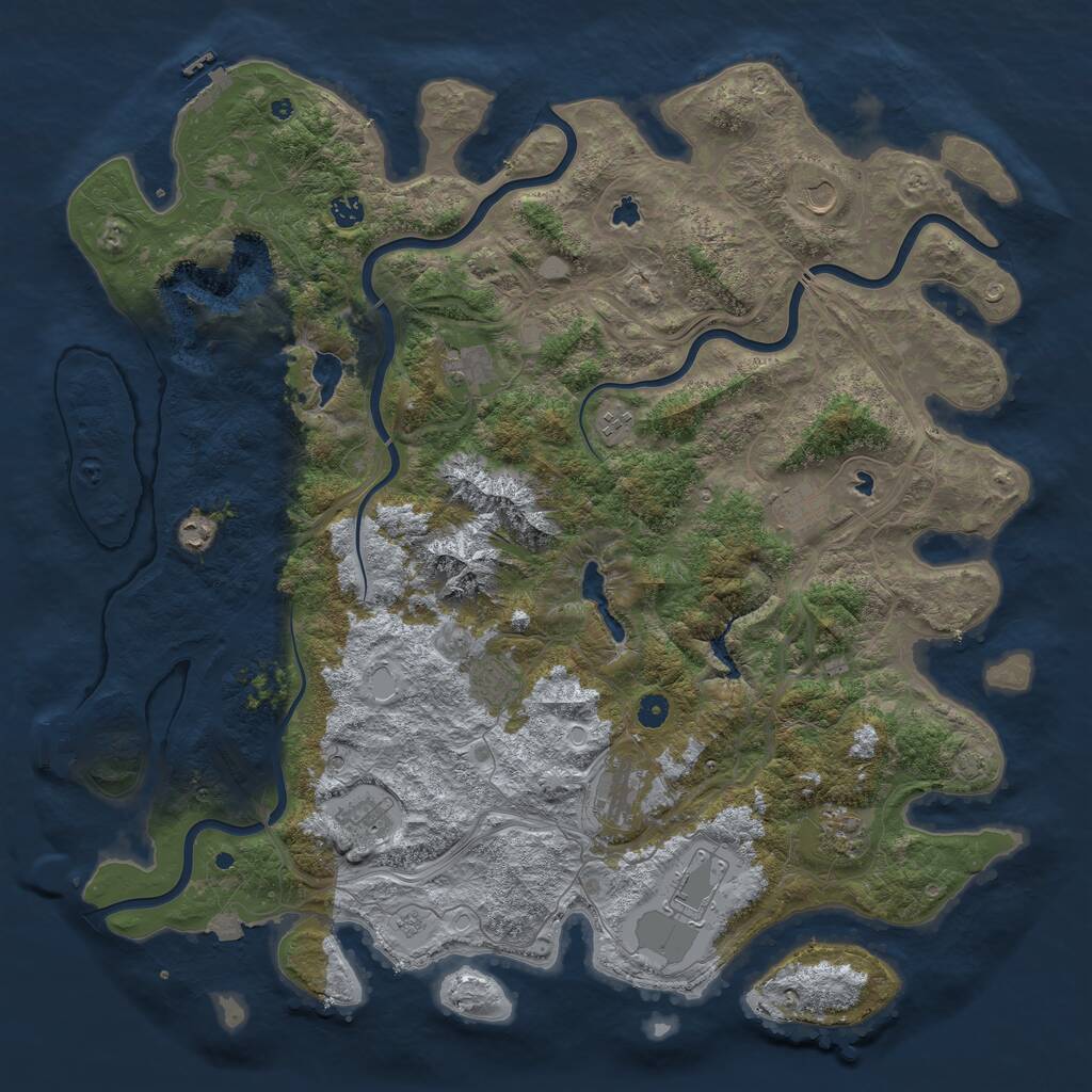 Rust Map: Procedural Map, Size: 5000, Seed: 36231847, 17 Monuments
