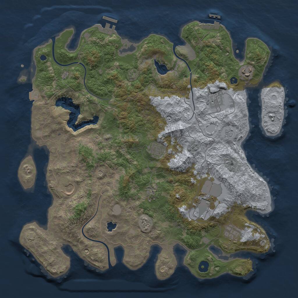Rust Map: Procedural Map, Size: 4004, Seed: 1273314547, 14 Monuments
