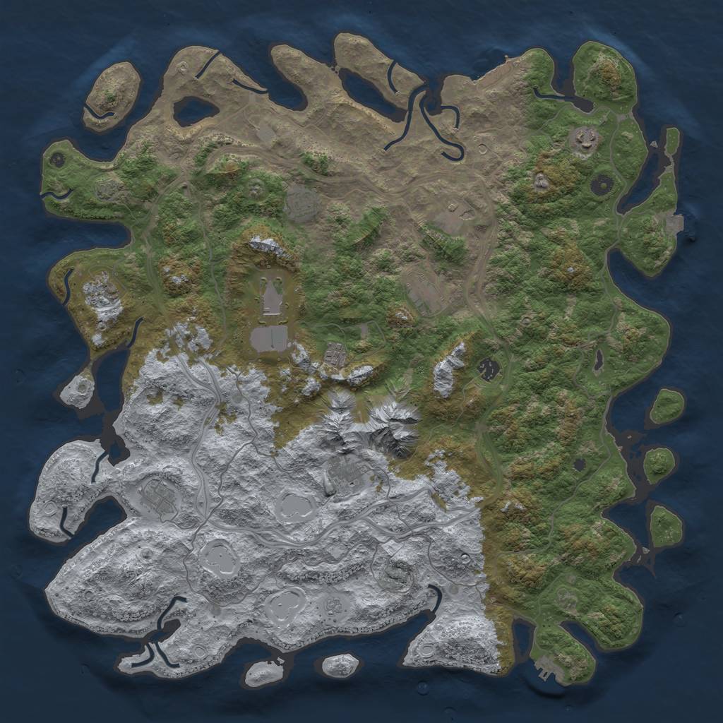 Rust Map: Procedural Map, Size: 5000, Seed: 1874318724, 18 Monuments