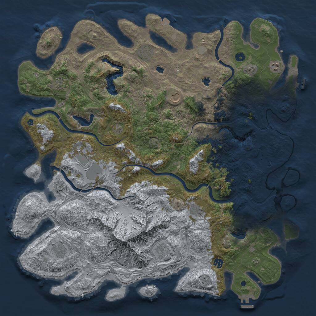 Rust Map: Procedural Map, Size: 5000, Seed: 1874318724, 16 Monuments