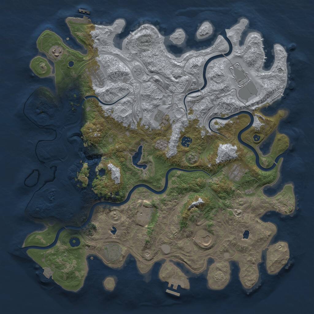 Rust Map: Procedural Map, Size: 4500, Seed: 1111248353, 16 Monuments