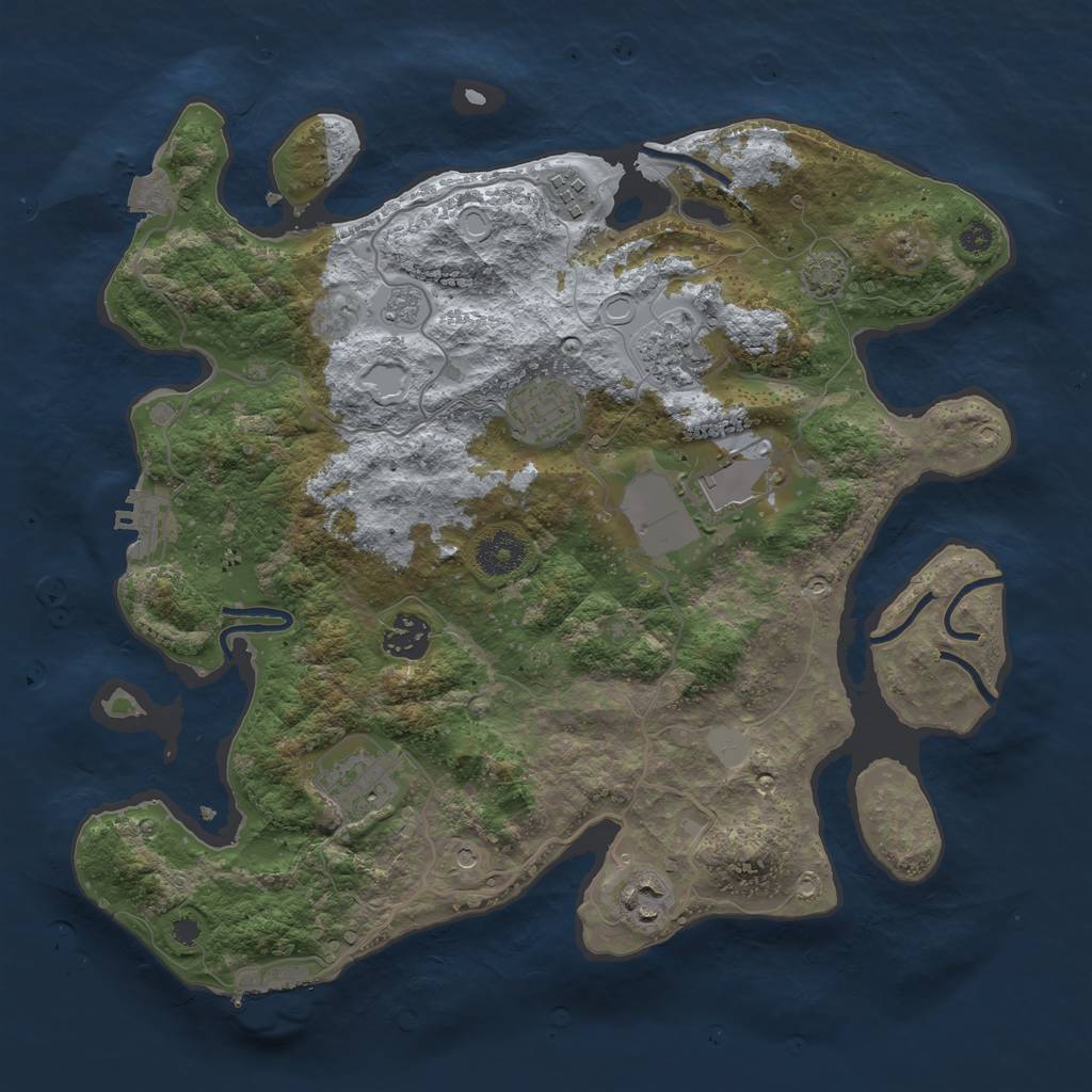 Rust Map: Procedural Map, Size: 3500, Seed: 1461075978, 15 Monuments