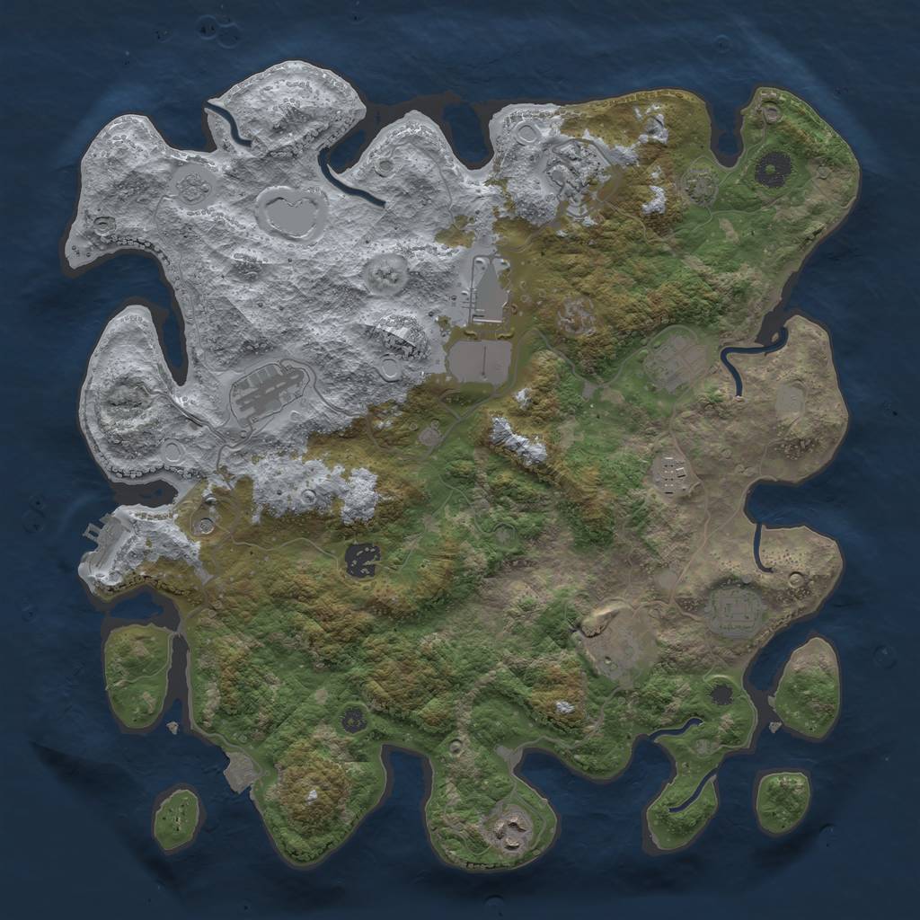 Rust Map: Procedural Map, Size: 3800, Seed: 92663, 16 Monuments