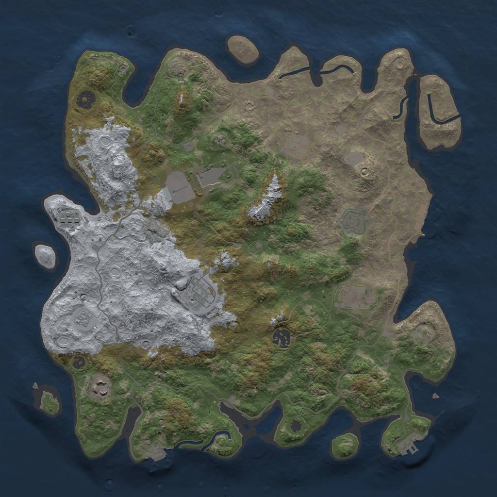 Rust Map: Procedural Map, Size: 4000, Seed: 1733287917, 16 Monuments