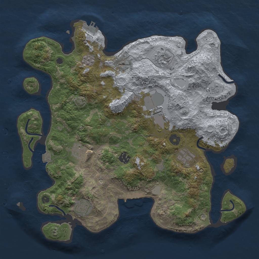 Rust Map: Procedural Map, Size: 3500, Seed: 534012679, 15 Monuments