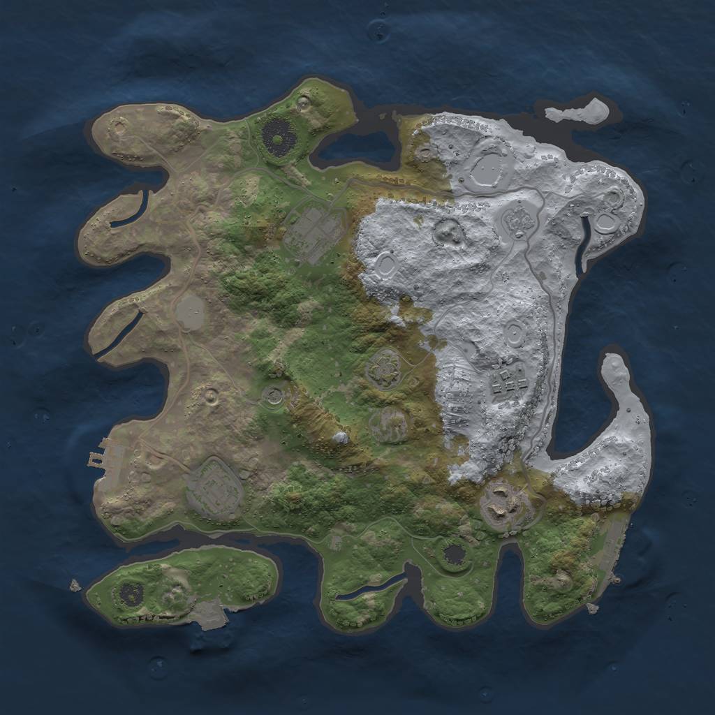 Rust Map: Procedural Map, Size: 3000, Seed: 14225, 12 Monuments