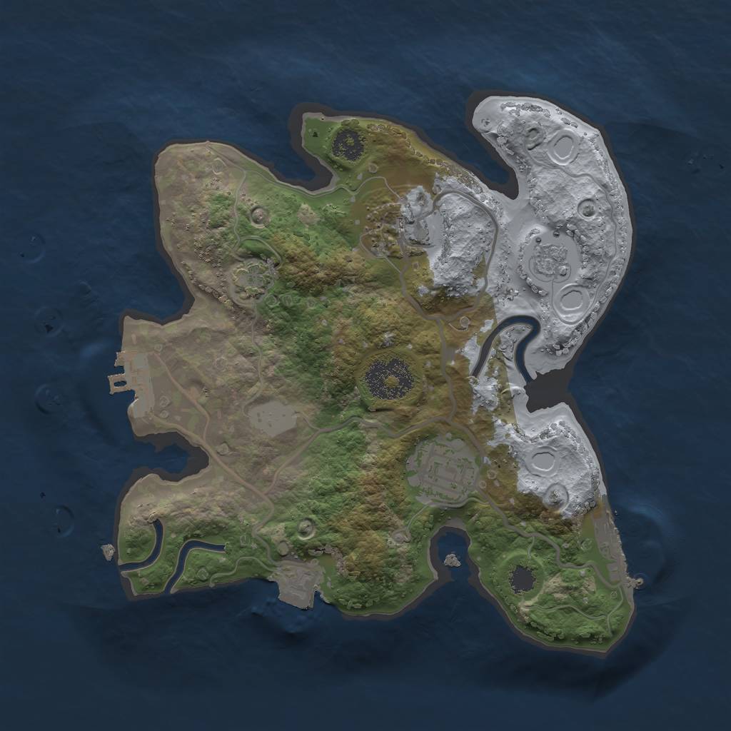 Rust Map: Procedural Map, Size: 2400, Seed: 1878410605, 9 Monuments