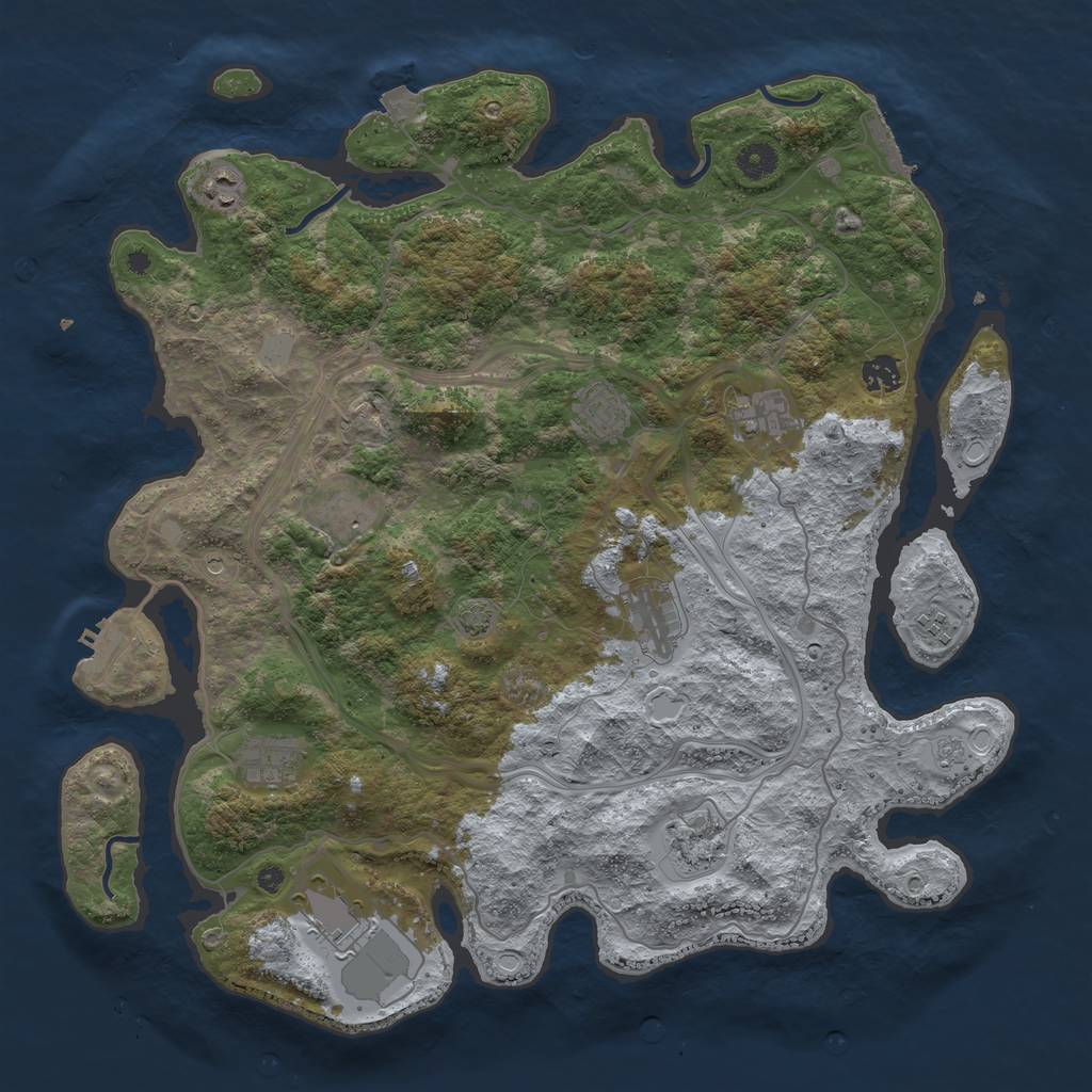 Rust Map: Procedural Map, Size: 4252, Seed: 2070858558, 18 Monuments