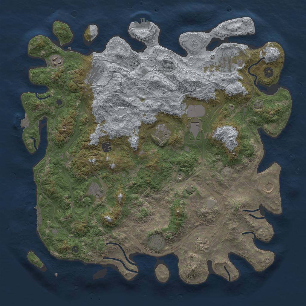 Rust Map: Procedural Map, Size: 4500, Seed: 875478978, 19 Monuments