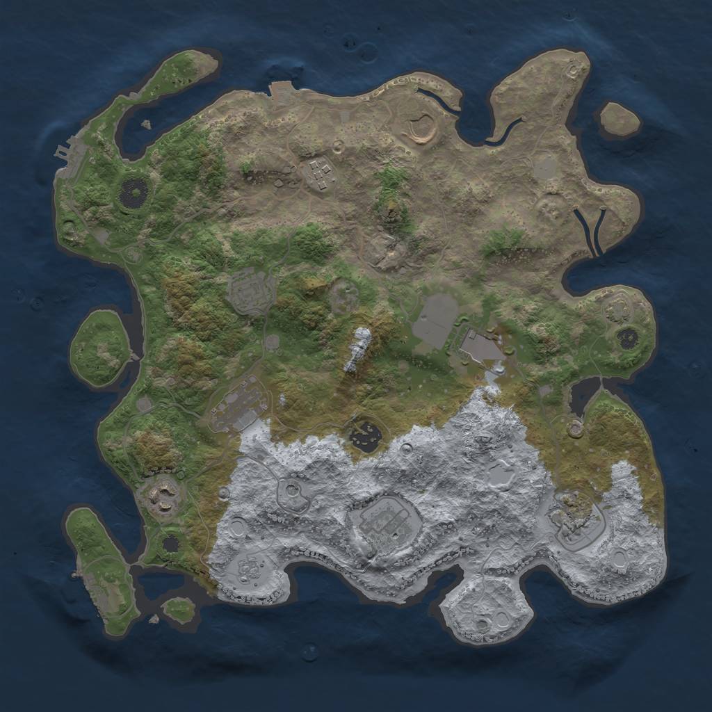 Rust Map: Procedural Map, Size: 3600, Seed: 109072604, 17 Monuments