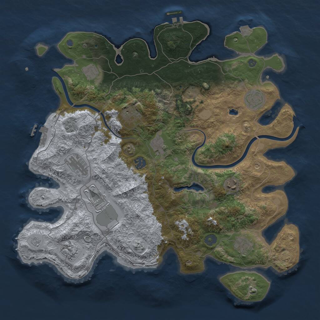 Rust Map: Procedural Map, Size: 4000, Seed: 985267441, 18 Monuments