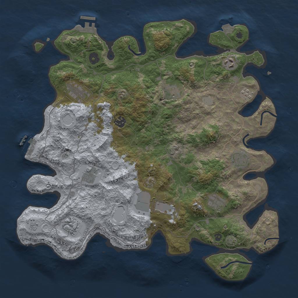 Rust Map: Procedural Map, Size: 4000, Seed: 985267441, 18 Monuments