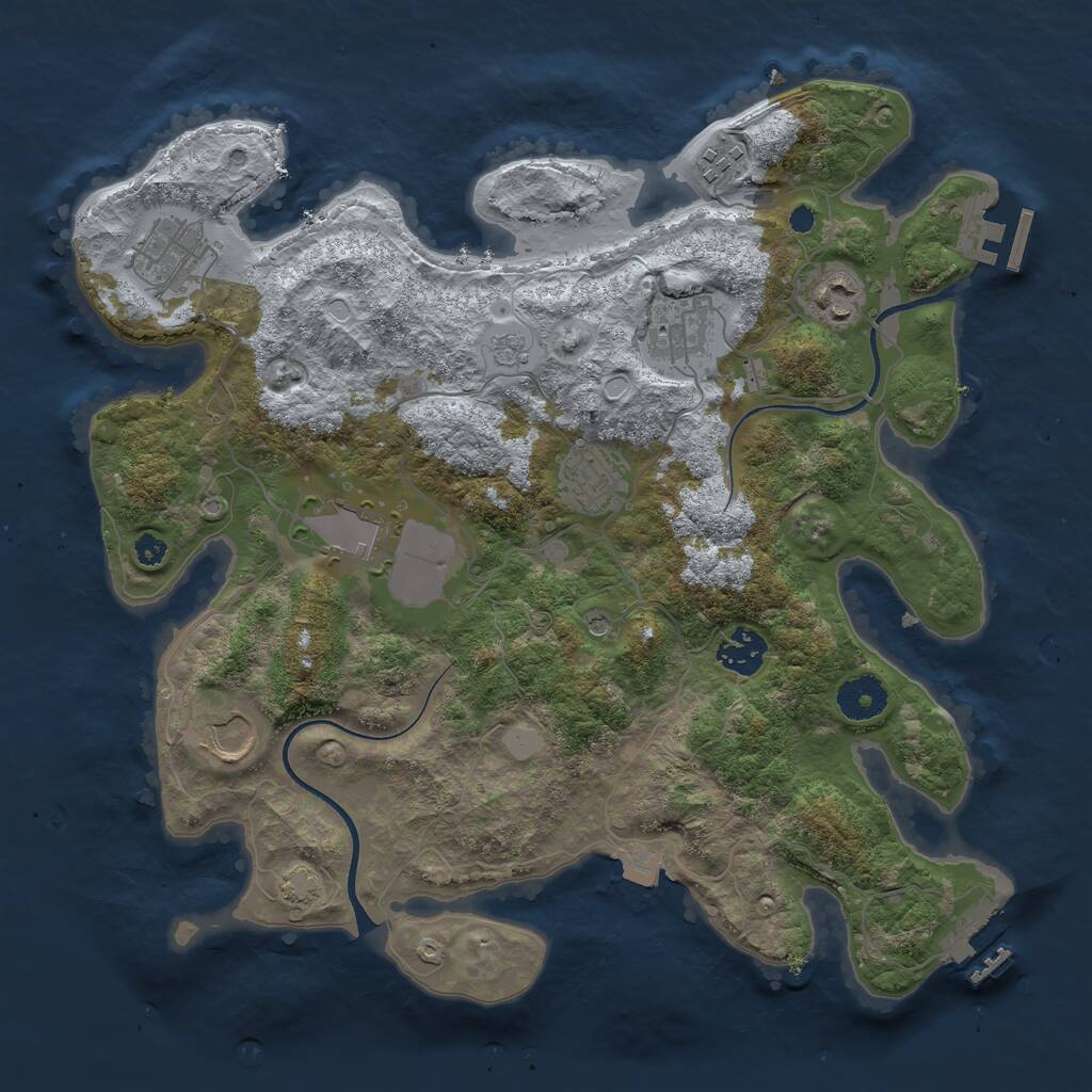 Rust Map: Procedural Map, Size: 3500, Seed: 561003358, 14 Monuments