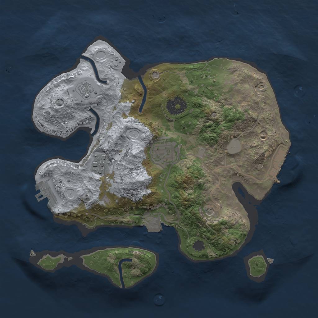 Rust Map: Procedural Map, Size: 2500, Seed: 632861879, 9 Monuments