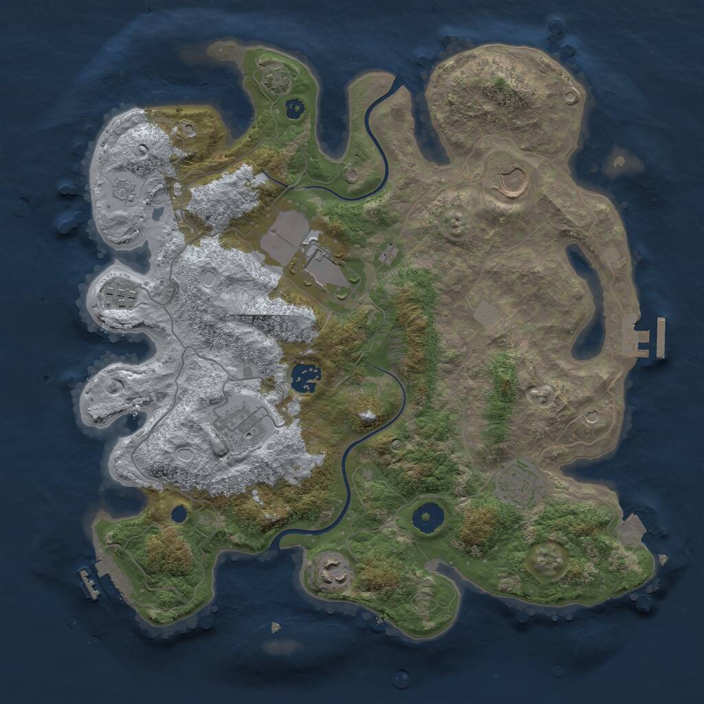 Rust Map: Procedural Map, Size: 3500, Seed: 273724407, 13 Monuments