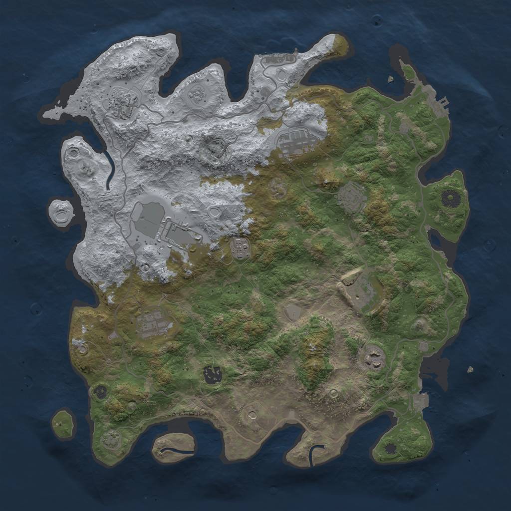 Rust Map: Procedural Map, Size: 4000, Seed: 1355581874, 17 Monuments