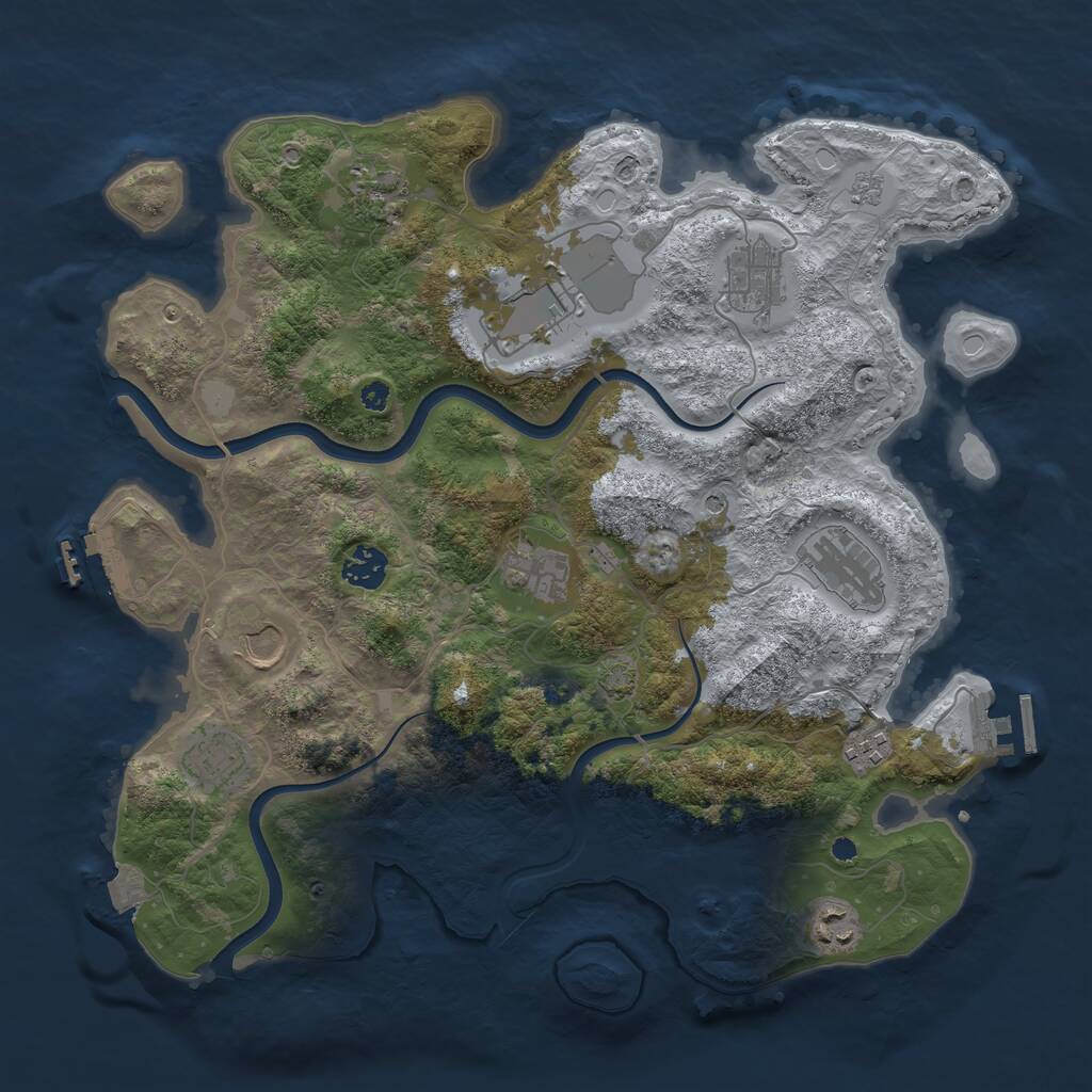 Rust Map: Procedural Map, Size: 3750, Seed: 185313071, 16 Monuments