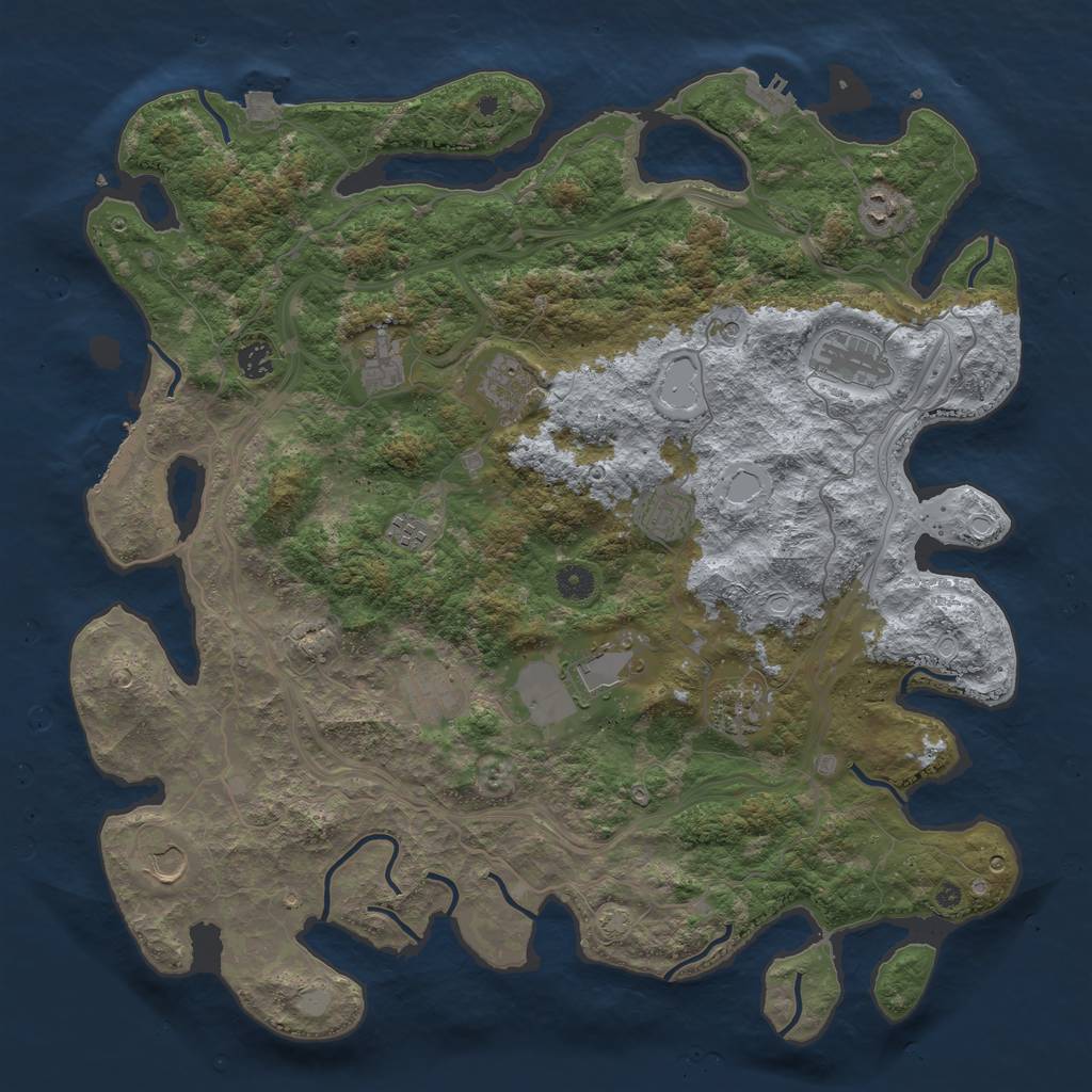 Rust Map: Procedural Map, Size: 4500, Seed: 556992926, 18 Monuments