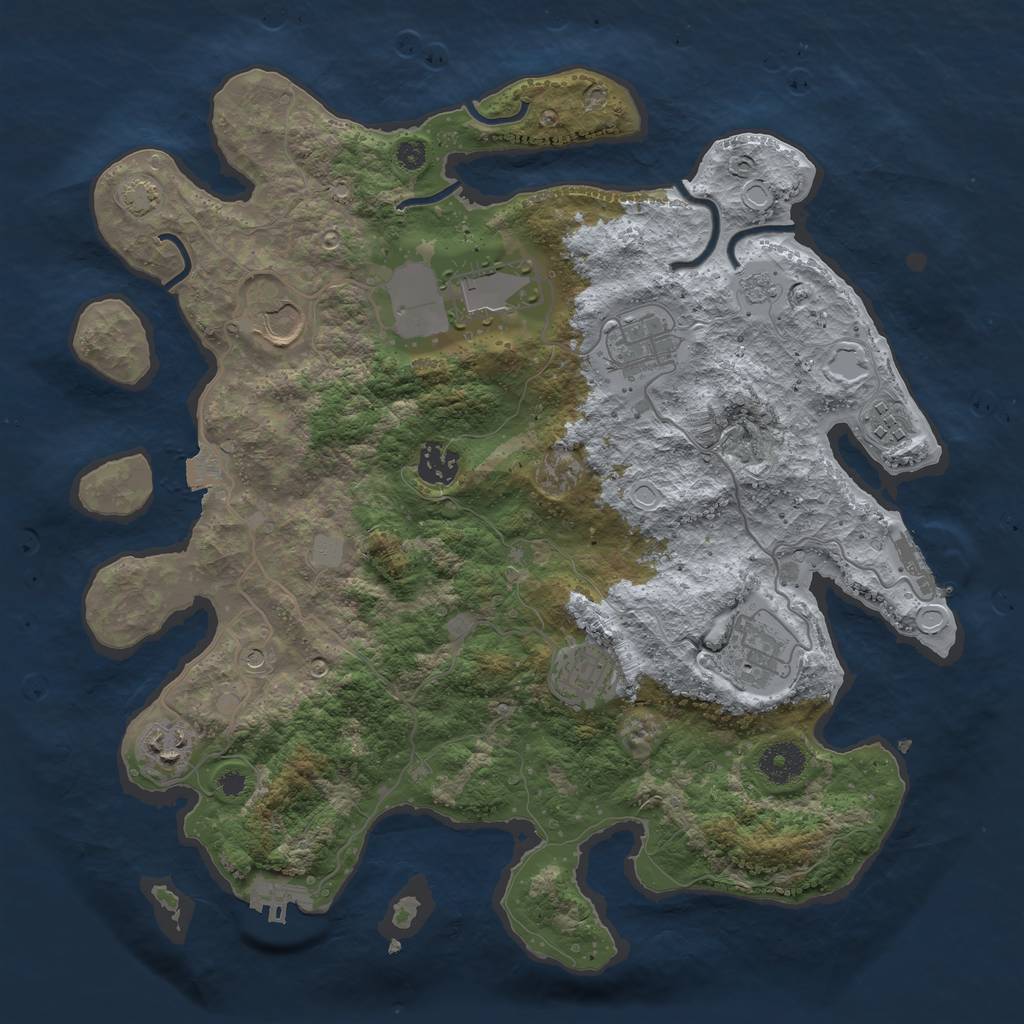 Rust Map: Procedural Map, Size: 3600, Seed: 557397623, 16 Monuments