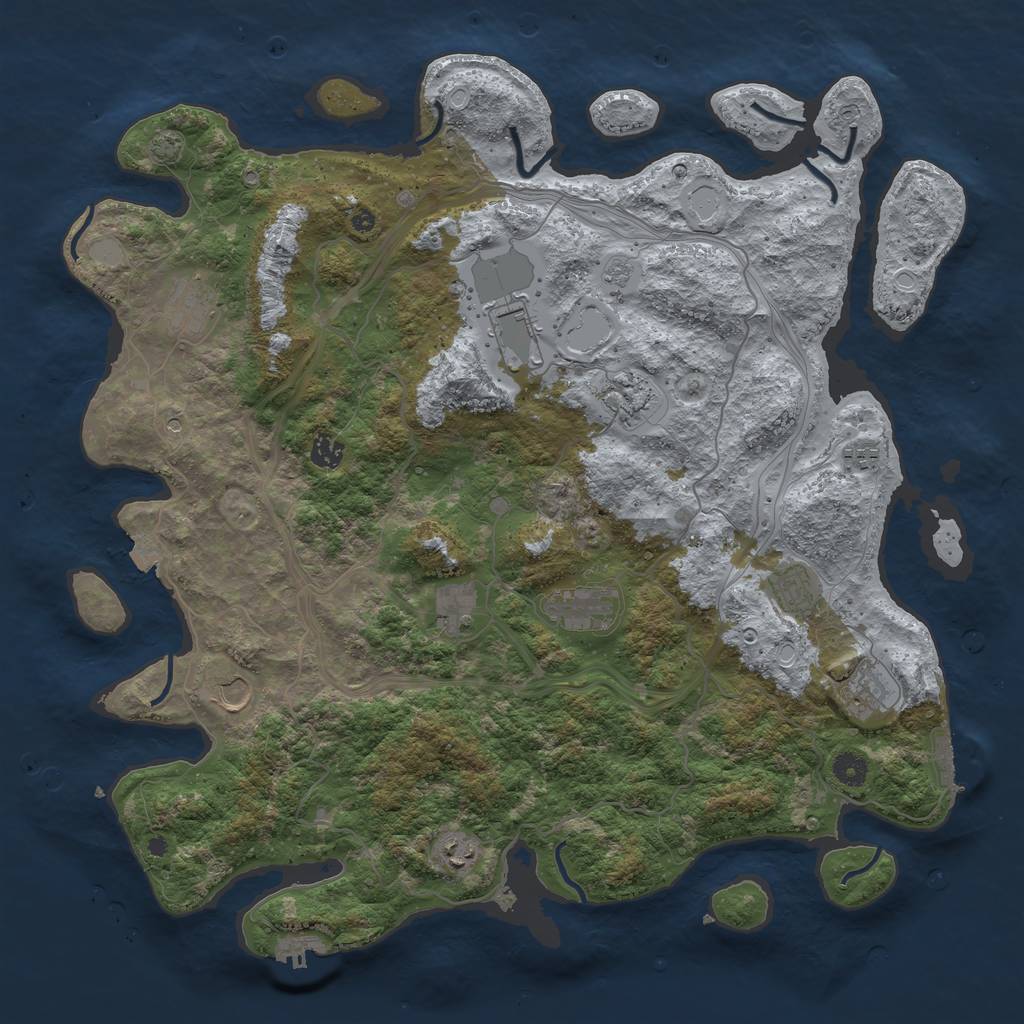 Rust Map: Procedural Map, Size: 4500, Seed: 1950048656, 19 Monuments