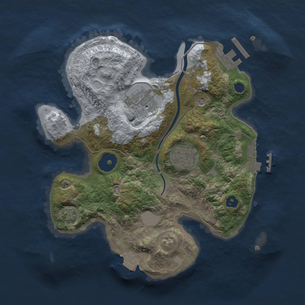 Rust Map: Procedural Map, Size: 2500, Seed: 1703716549, 7 Monuments