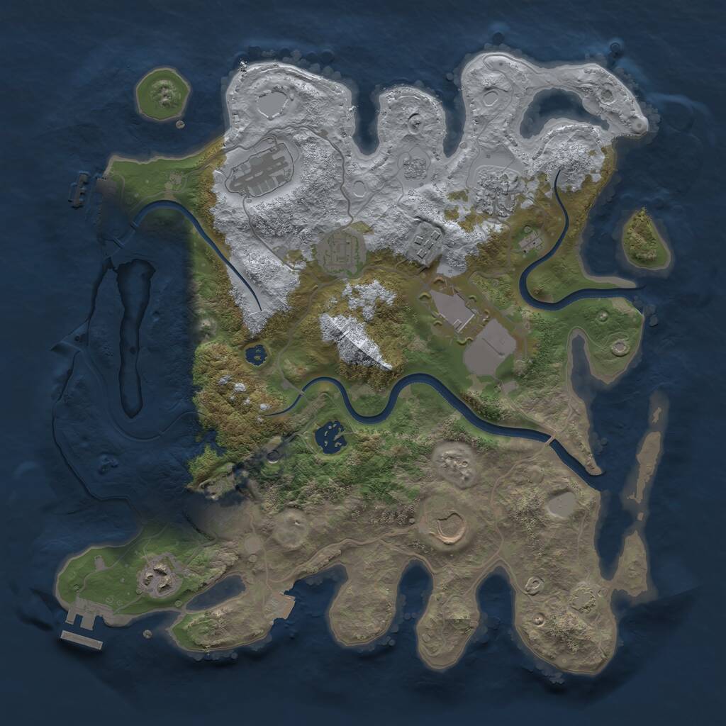 Rust Map: Procedural Map, Size: 3500, Seed: 336875124, 15 Monuments