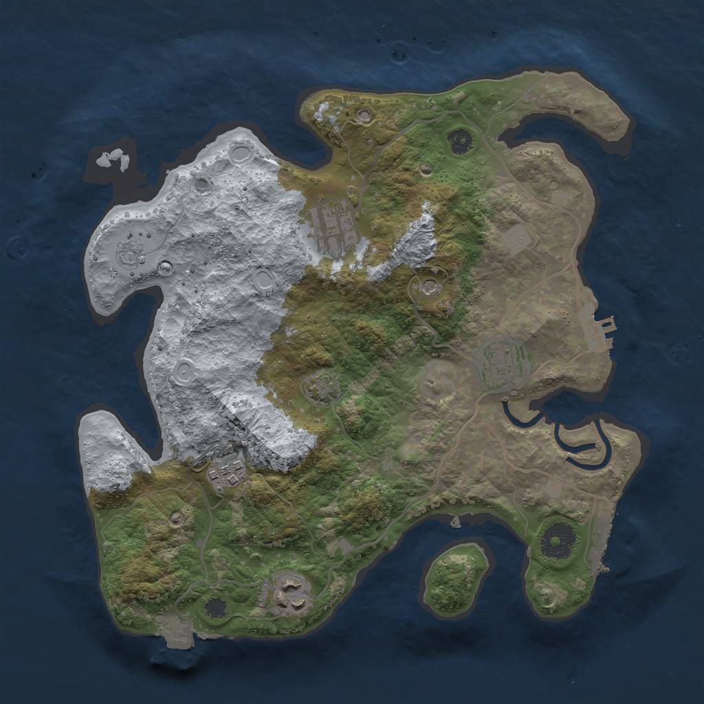 Rust Map: Procedural Map, Size: 3000, Seed: 23163, 12 Monuments
