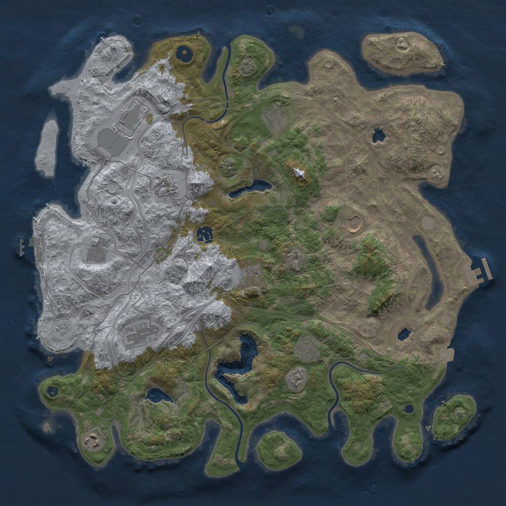 Rust Map: Procedural Map, Size: 4500, Seed: 2106853770, 17 Monuments