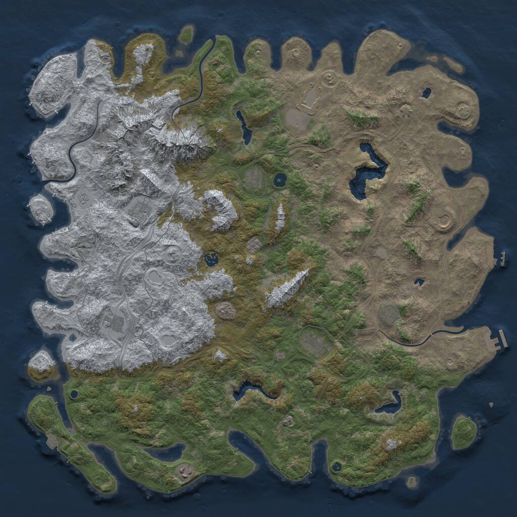 Rust Map: Procedural Map, Size: 5678, Seed: 50666, 16 Monuments