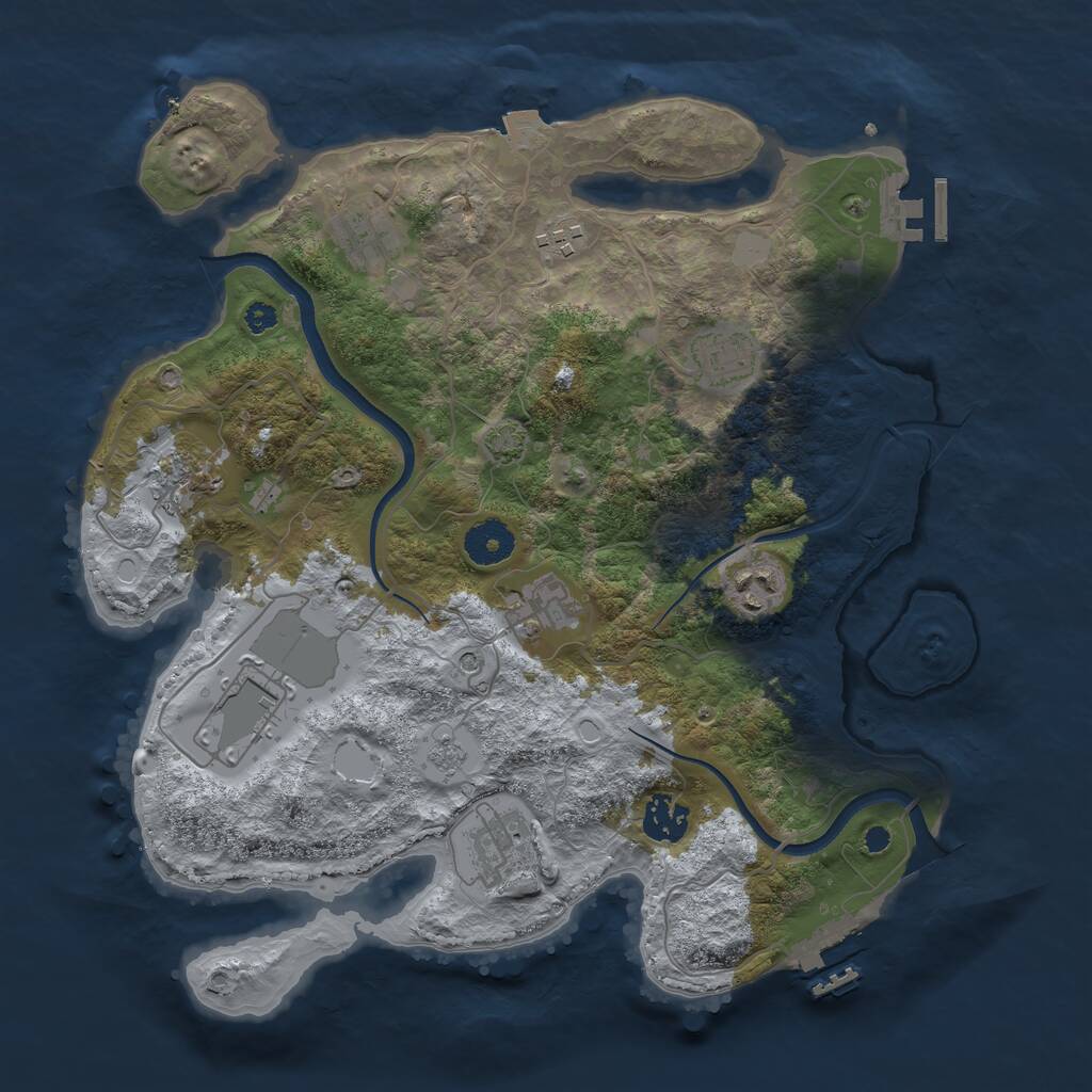 Rust Map: Procedural Map, Size: 3500, Seed: 1239305343, 15 Monuments