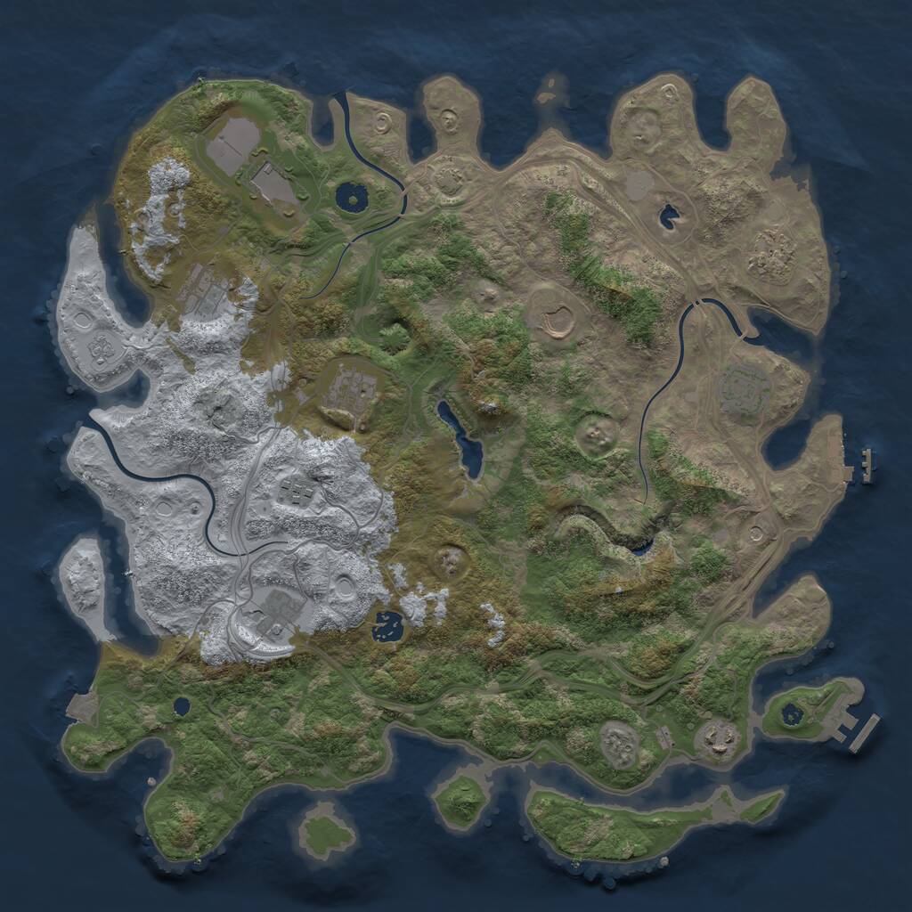 Rust Map: Procedural Map, Size: 4250, Seed: 887455046, 16 Monuments