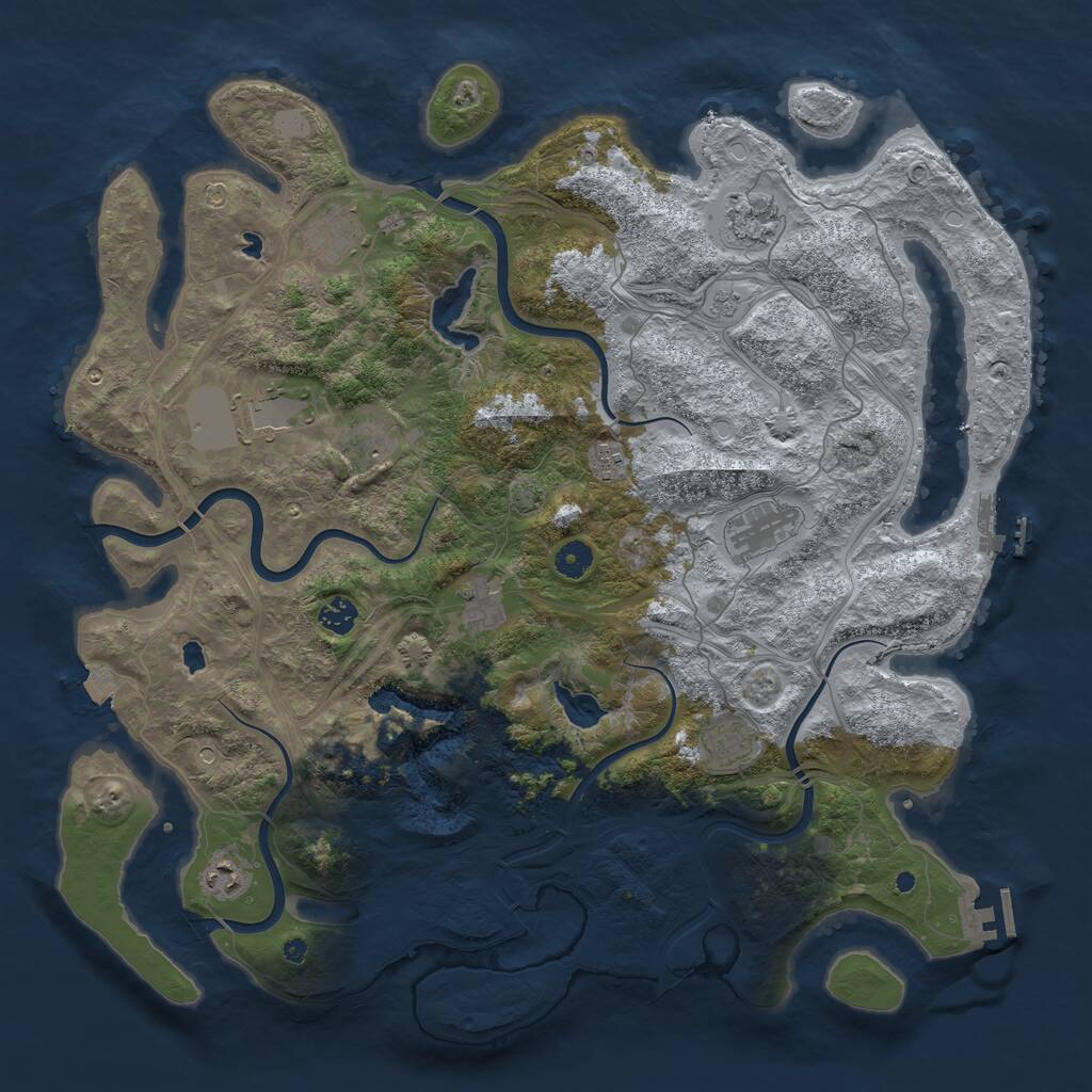 Rust Map: Procedural Map, Size: 4500, Seed: 989943278, 16 Monuments