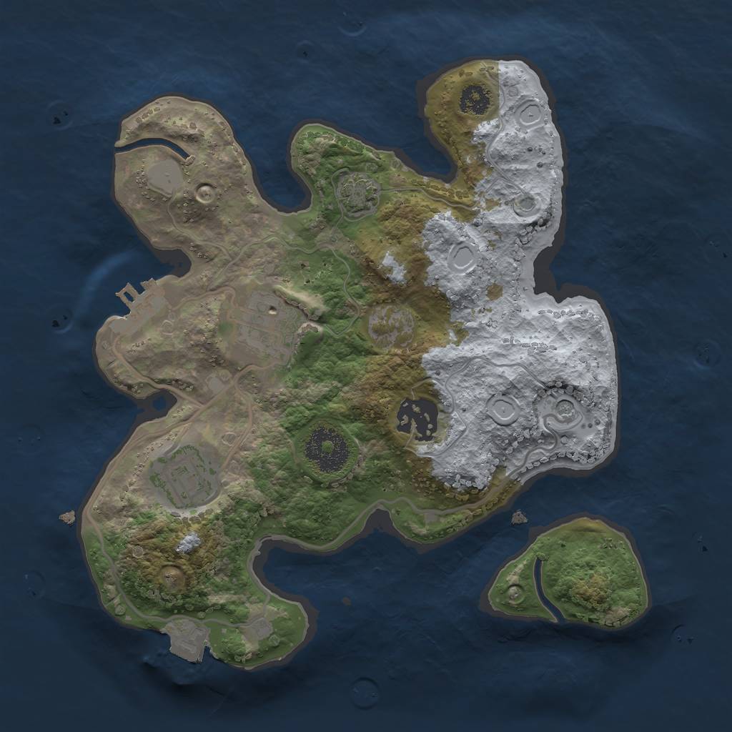 Rust Map: Procedural Map, Size: 2500, Seed: 2147483644, 9 Monuments