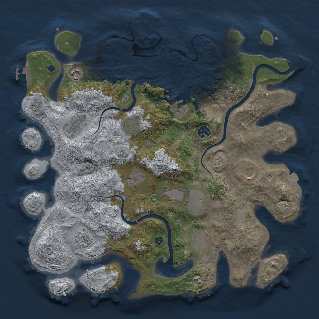 Rust Map: Procedural Map, Size: 3950, Seed: 1346865161, 17 Monuments