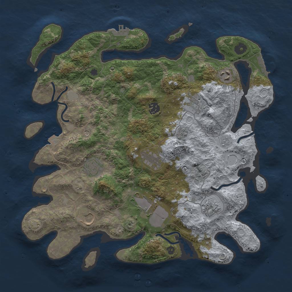 Rust Map: Procedural Map, Size: 3750, Seed: 27689541, 17 Monuments