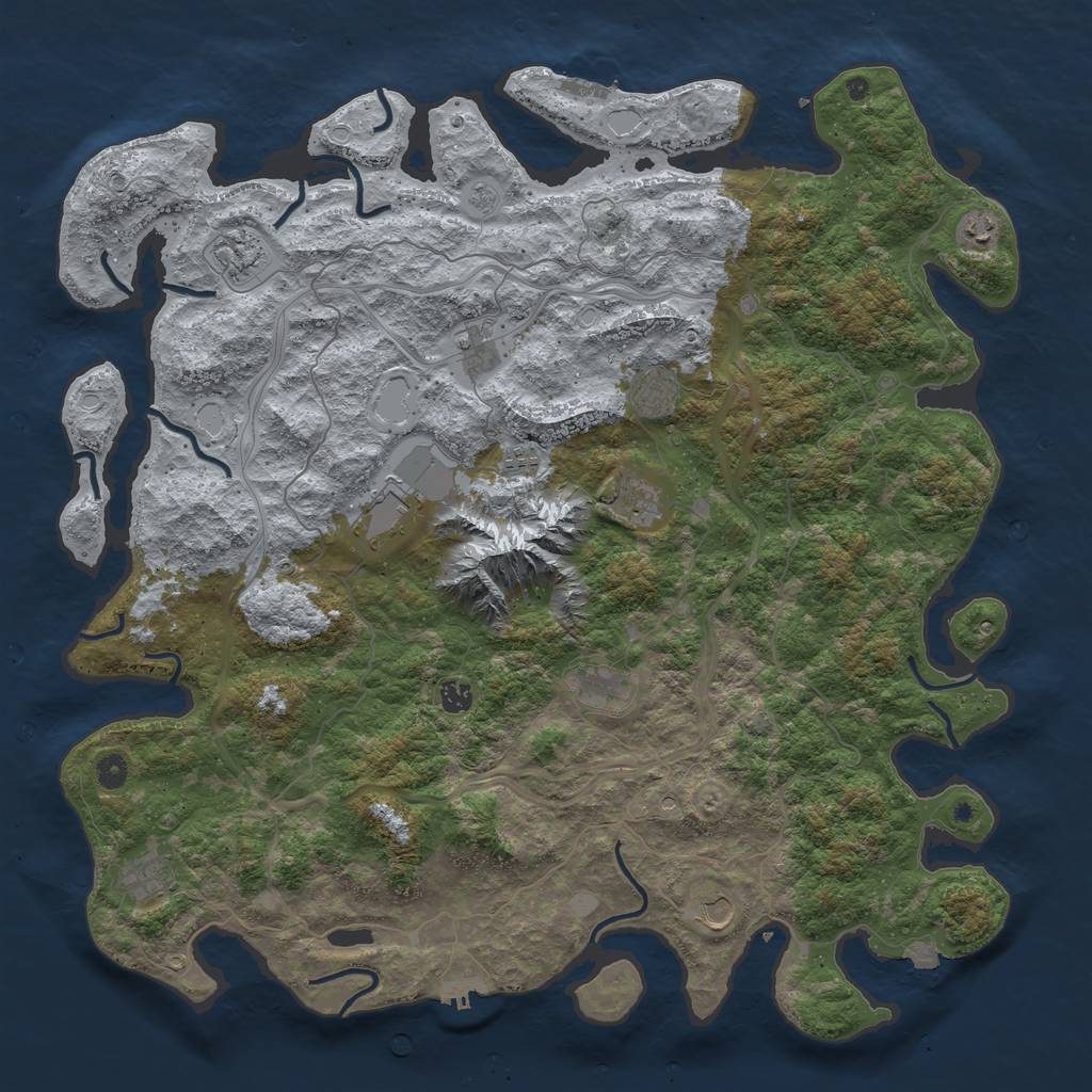 Rust Map: Procedural Map, Size: 5000, Seed: 713507007, 19 Monuments