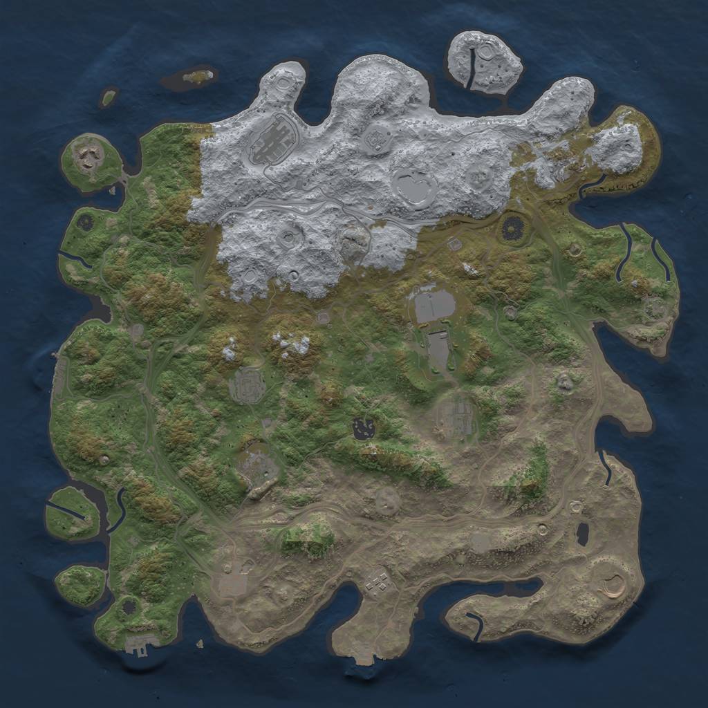 Rust Map: Procedural Map, Size: 4500, Seed: 424869051, 19 Monuments