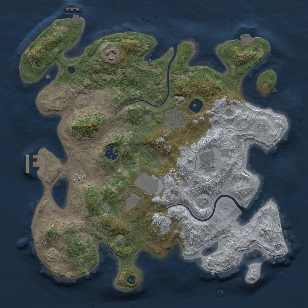 Rust Map: Procedural Map, Size: 3500, Seed: 794401294, 12 Monuments