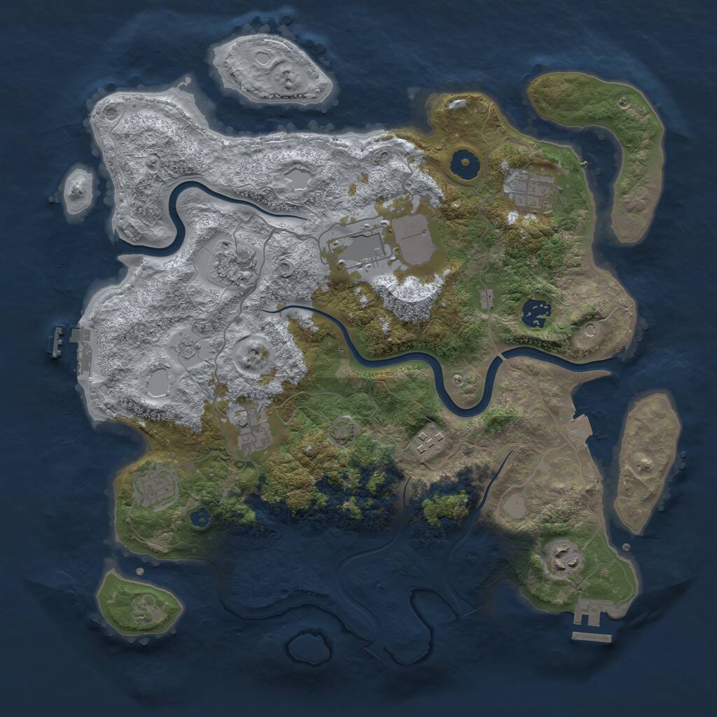 Rust Map: Procedural Map, Size: 3700, Seed: 609769919, 14 Monuments